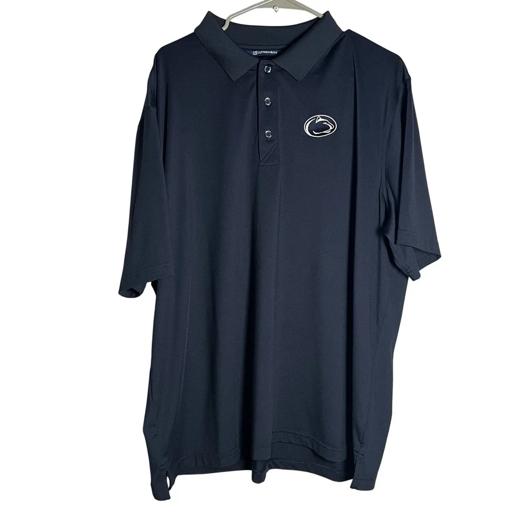 Penn State Nittany Lions Mens XXL Navy Polo Shirt Cutter & Buck Golf Embroidered